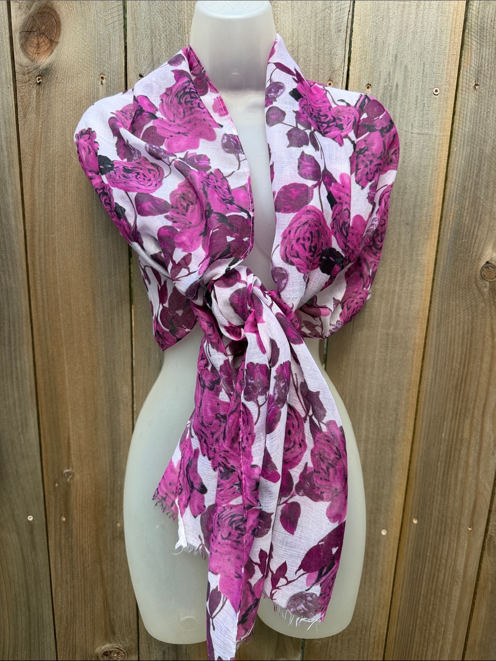 Charming Charlie Magenta Floral Print Wrap Scarf